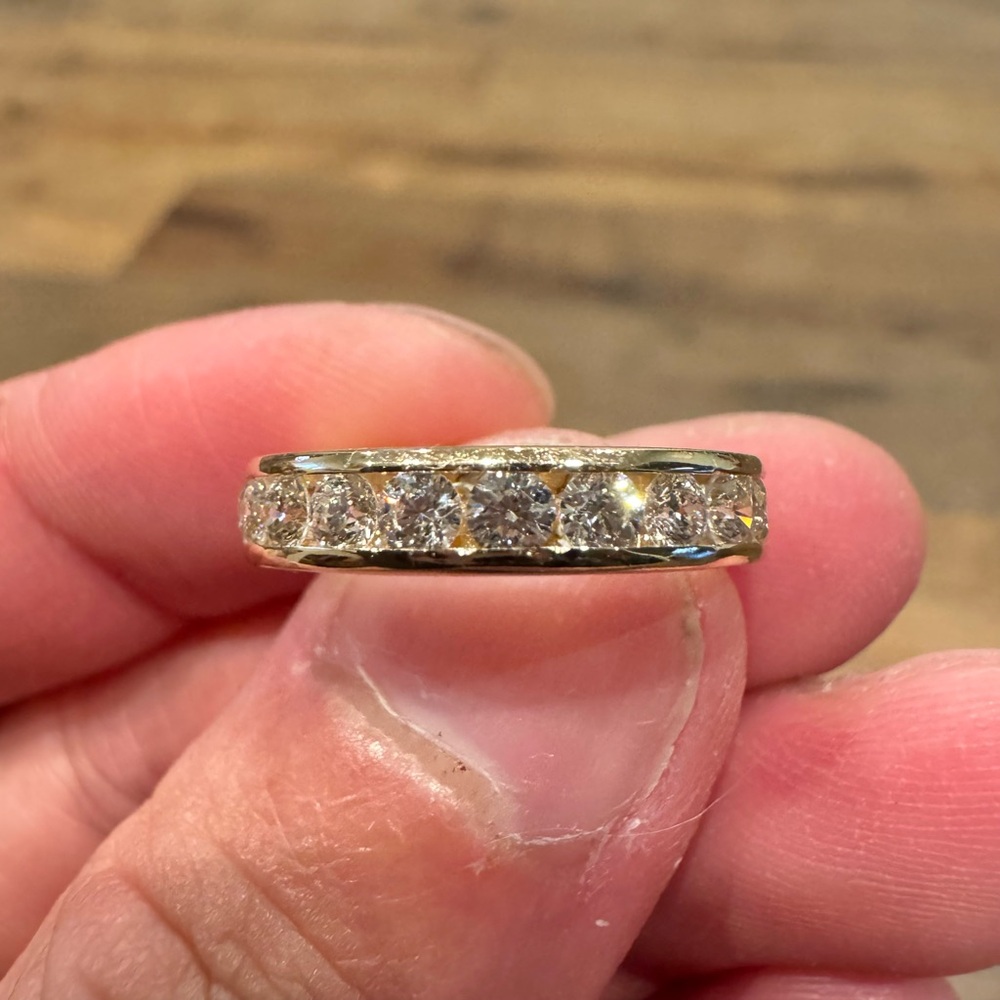 14K Yellow Gold Channel Set Diamond Wedding Band